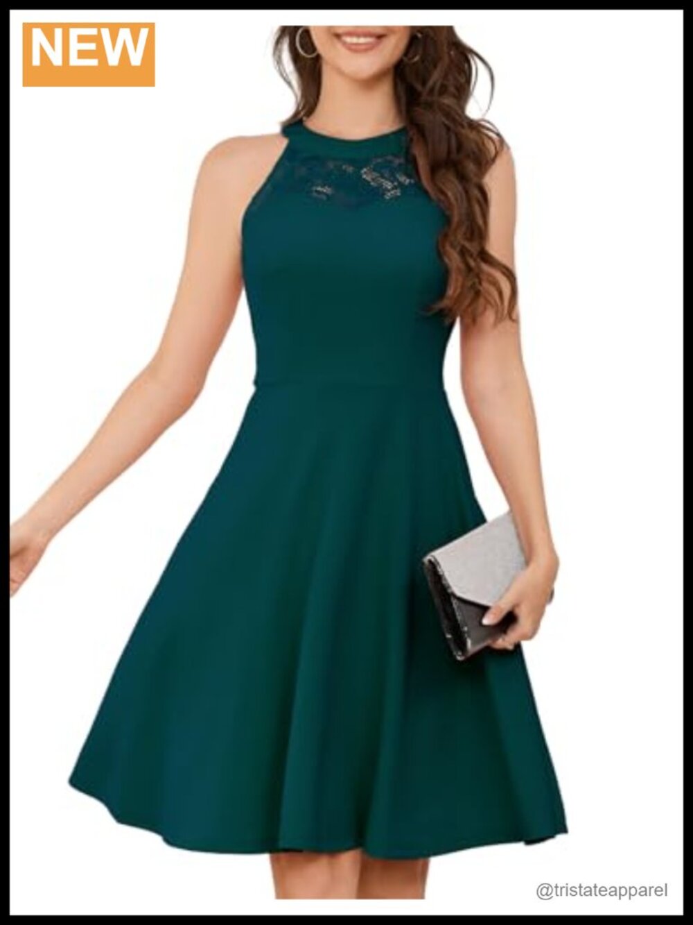 Halter Lace Cocktail Prom Dress Sleeveless A-Line Knee Length